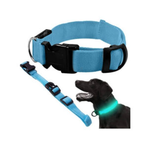 Regulējama LED spīdoša kaklasiksna – zila, līdz 59 cm