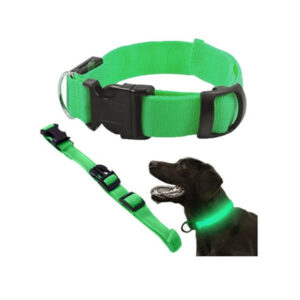 Regulējama LED spīdoša kaklasiksna – zaļa, līdz 59 cm