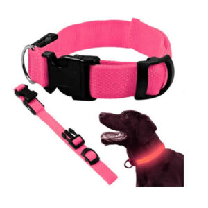 Regulējama LED spīdoša kaklasiksna – rozā, līdz 59 cm