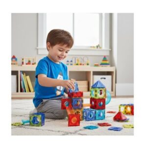 Magnetic tiles with ball run 96 pcs — 3D magnetic building set for kids