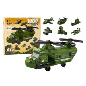 Sõjaväehelikopteri klotsikomplekt – militaarroheline, 1000 osa