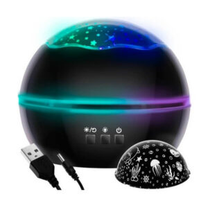 Naktslampa ar projektoru — melna