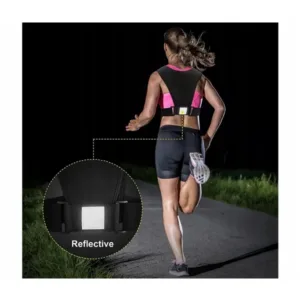 Skriešanas veste ar atstarojošiem elementiem un kabatu telefonam