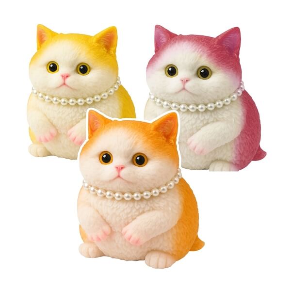 Sensory Squishy Soft Kitten with Pearls Decoration 15cm 1 Sensory soft squishy – kitten with a pearl, 15 cm