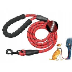 Izturīga treniņu pavada suņiem ar polsterētu rokturi un atstarojošu elementu