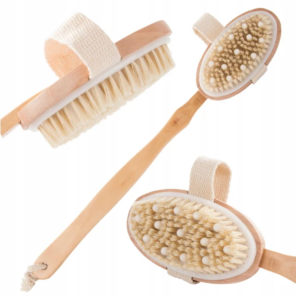 Wet dry body massage brush 11x Niiske ja kuiv keha massaažihari – naturaalsete harjastega