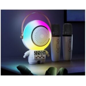 Belaidis karaoke rinkinys: „Bluetooth“ garsiakalbis + 2 mikrofonai