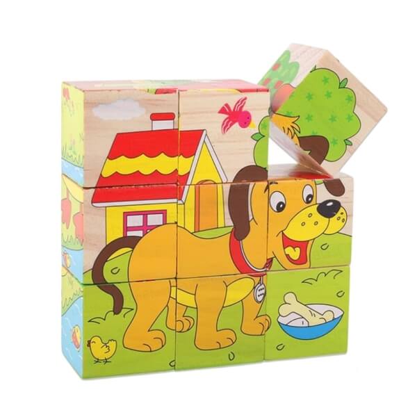 Wooden Puzzle Blocks Animals 6 Pictures 1 Pusleklotsid – 6 pilti