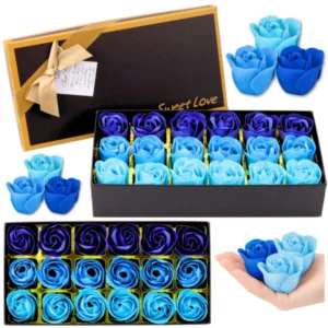 Flower box – forever fragrant roses in blue tones (18 pcs)