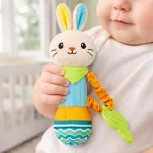 Мягкая игрушка-зайчик с прорезывателем и пищалкой