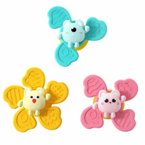 Sensorinių suktukų (fidget spinner) rinkinys – 3 vnt., su siurbtukais